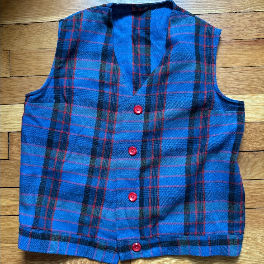 Vintage Plaid Wool Vest